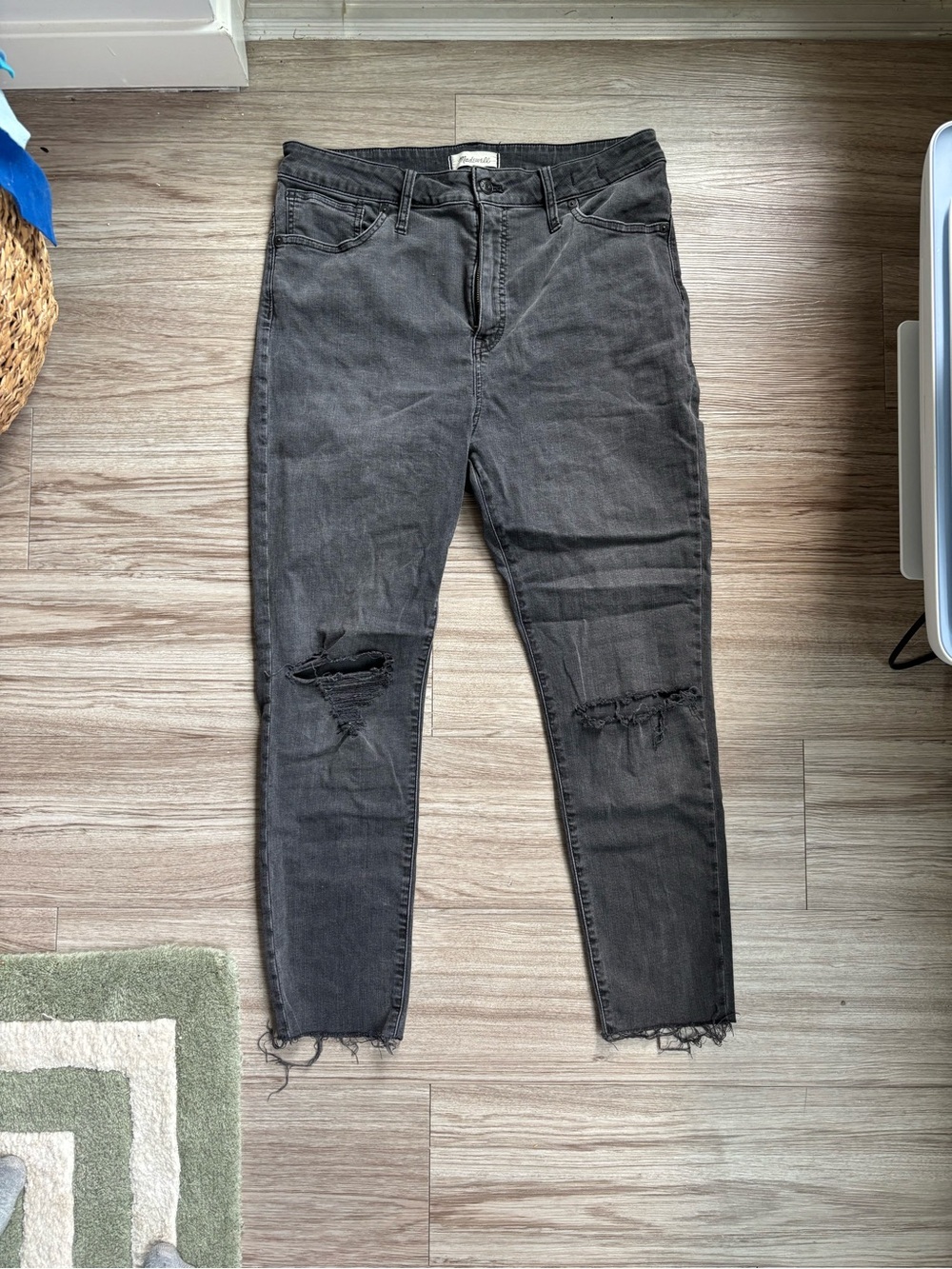 Madewell Women's Jeans Distressed Dark Gray - Casual Slim Fit in Size 32/14